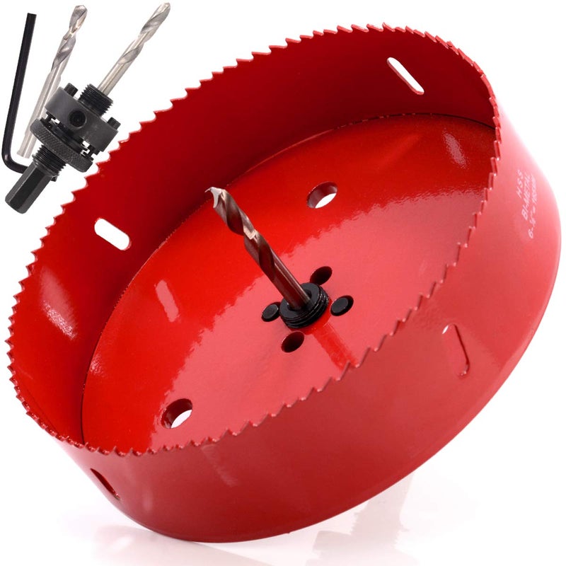 Koopi 6 1/2 inch Hole Saw with Heavy Duty Arbor, 38mm Depth Bi-Metal Hole Cutter, Easily Drilling Wood, Plastic, Plywood, Ceiling, Thin Metal (6.5 in / 165mm Dia) - Image 1